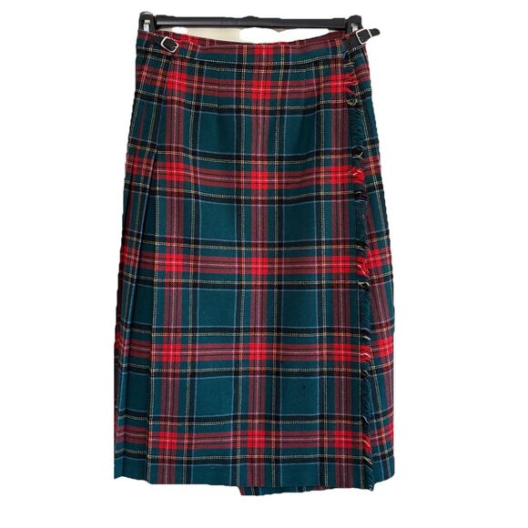Vtg Laird Portch of Scotland Red Tartan Plaid Wrap Skirt Wool Waist 28 *read* - Picture 3 of 13
